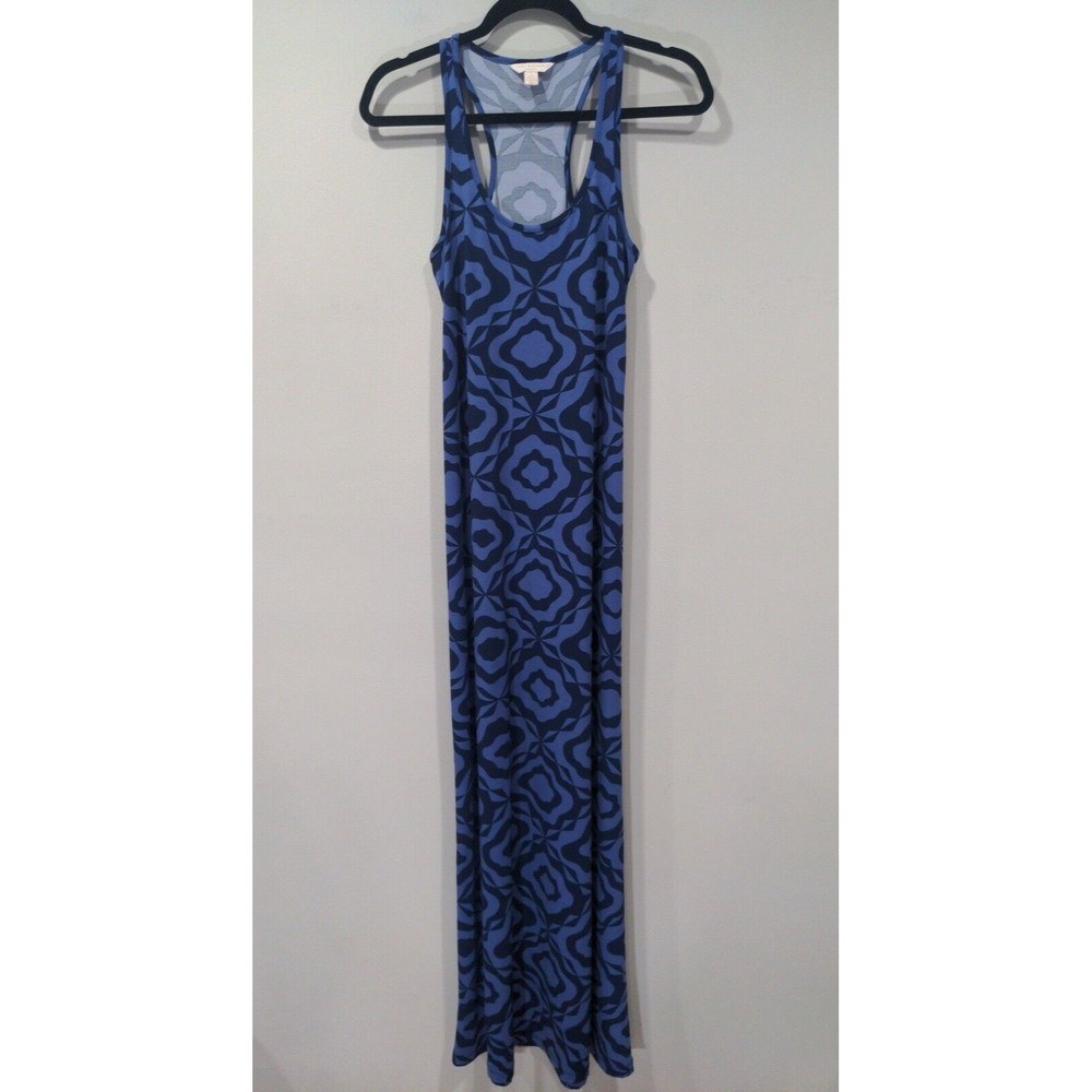Tori Richard Honolulu Womens Size S Sleeveless Maxi Dress Blue Geometric Print